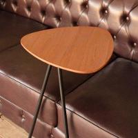 Mesa De Apoio Para Sofá Folha Castanho Base Em Metal Preto 68 Cm - 2