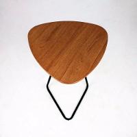 Mesa De Apoio Para Sofá Folha Castanho Base Em Metal Preto 68 Cm - 4