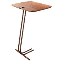 Mesa De Apoio Para Sofá Castanho Com Base Em Metal Café - 1