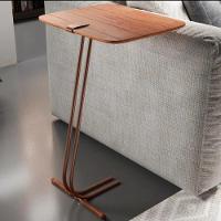 Mesa De Apoio Para Sofá Castanho Com Base Em Metal Café - 2