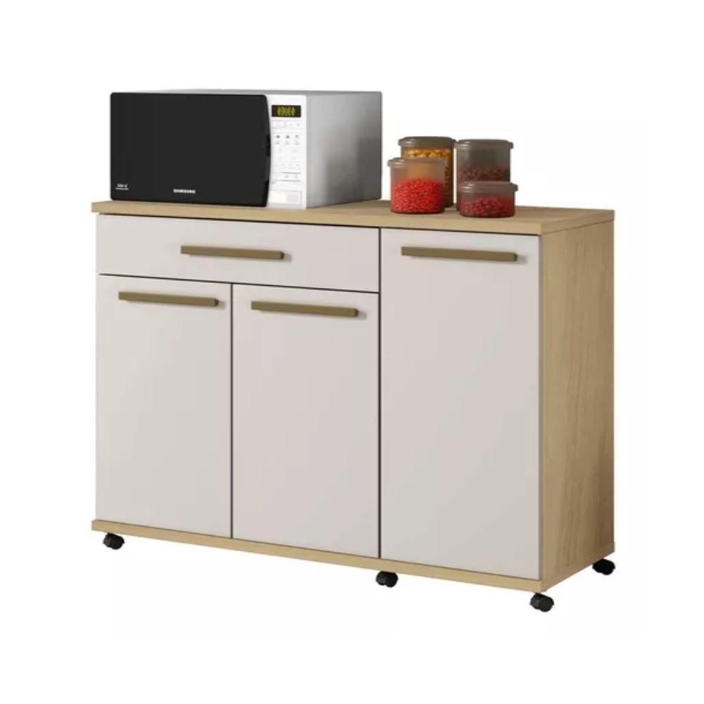 Balcão De Cozinha Parati 3 Portas 1 Gaveta Cinamomo Off White - 1