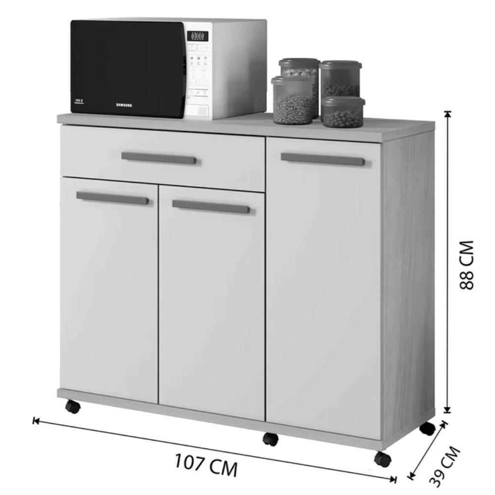 Balcão De Cozinha Parati 3 Portas 1 Gaveta Cinamomo Off White - 3