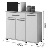 Balcão De Cozinha Parati 3 Portas 1 Gaveta Cinamomo Off White - 3