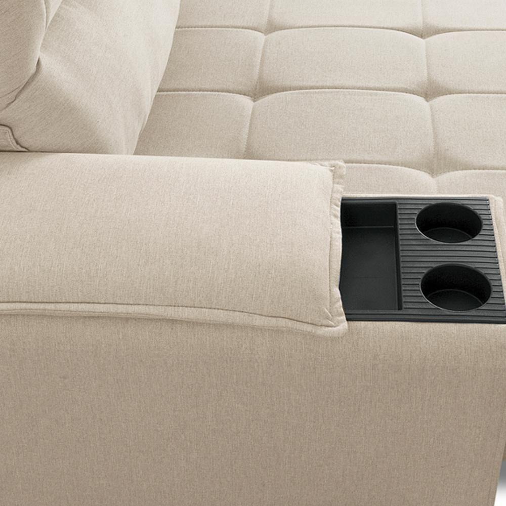 Sofá Retrátil Reclinável 3 Lugares Sala De Estar 230cm Hilst F04 Linho Bege - Lyam Decor - 5