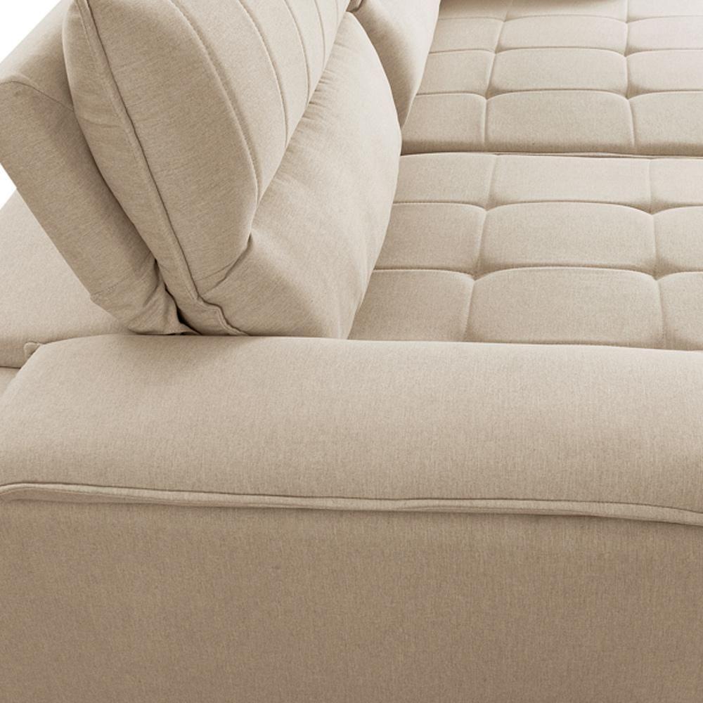 Sofá Retrátil Reclinável 3 Lugares Sala De Estar 230cm Hilst F04 Linho Bege - Lyam Decor - 6