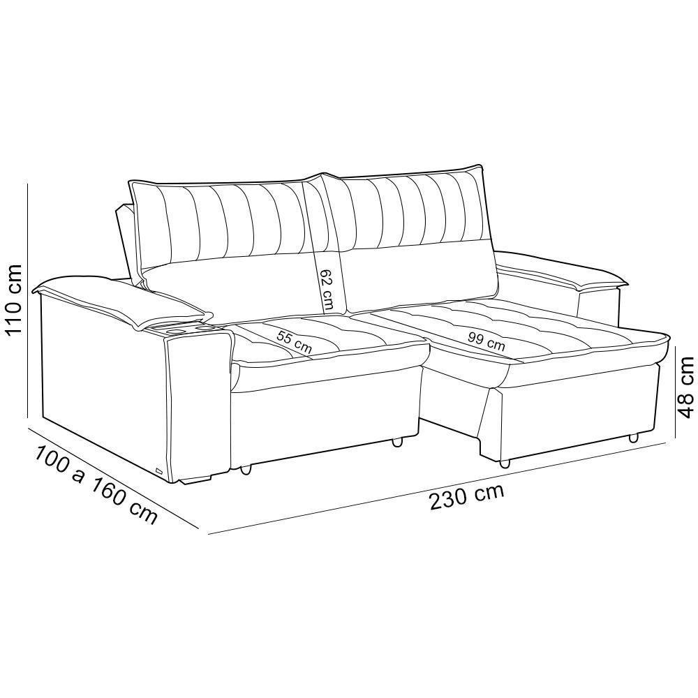 Sofá Retrátil Reclinável 3 Lugares Sala De Estar 230cm Hilst F04 Linho Bege - Lyam Decor - 10