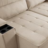 Sofá Retrátil Reclinável 3 Lugares Sala De Estar 230cm Hilst F04 Linho Bege - Lyam Decor