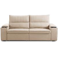 Sofá Retrátil Reclinável 3 Lugares Sala De Estar 230cm Hilst F04 Linho Bege - Lyam Decor - 7