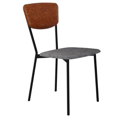 Cadeira Estofada Para Sala De Jantar Village Preto C01 Linho Prata Courino Caramelo - Lyam Decor