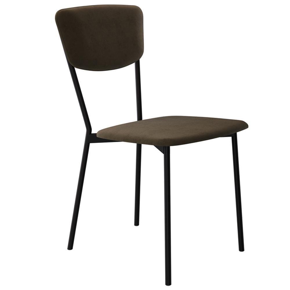 Kit 02 Cadeira Para Sala De Jantar Village Preto C01 Veludo Marrom Sand - Lyam Decor - 8