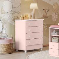 Comoda 4 Gavetas Doce Sonho Rosa Acetinado - 1