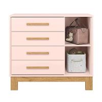 Comoda Sapateira 1 Porta 4 Gavetas Que Encanto Slim Rosa Acetinado - 2