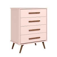 Comoda 4 Gavetas Que Encanto Retro Rosa Acetinado - 2