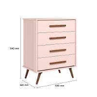 Comoda 4 Gavetas Que Encanto Retro Rosa Acetinado - 3
