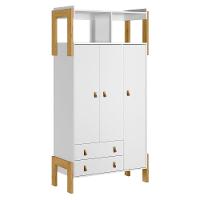 Guarda Roupa 3 Portas 2 Gavetas Com Nicho Fantasia Branco Acetinado - 2