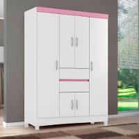 Guarda Roupa 6 Portas 2 Gavetas Ecom Ii Rosa Branco Demóbile - 2