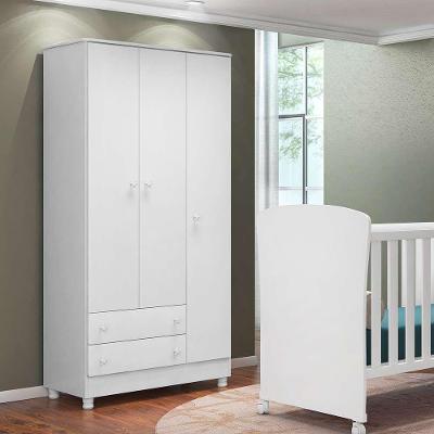 Guarda Roupa 3 Portas 2 Gavetas Doce Sonho Branco