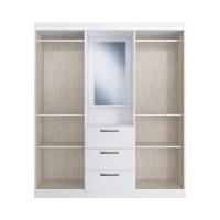 Guarda Roupa Solteiro Panama 4 Portas 3 Gavetas Com Espelho Branco Doripel - 3