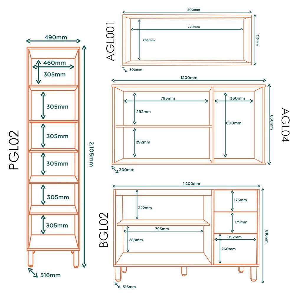 Cozinha Modulada 4 Pecas 249 Cm Glor Branco Neve Mxm - 7
