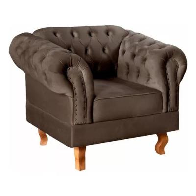 Poltrona Chesterfield Dom Pedro Vintage Retrô Capitonê Veludo Marrom