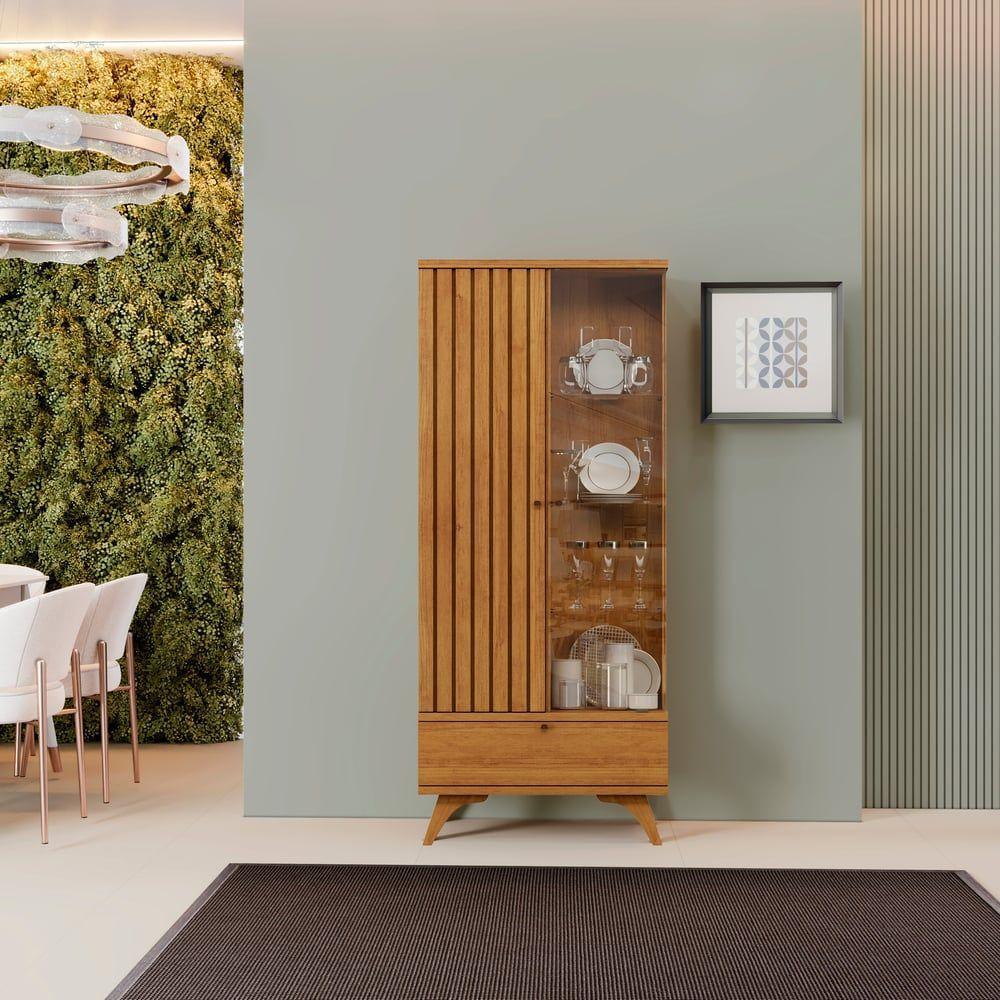 Cristaleira Ripada Versa C-led Pés Madeira Maciça - Mavaular Naturalle - 4