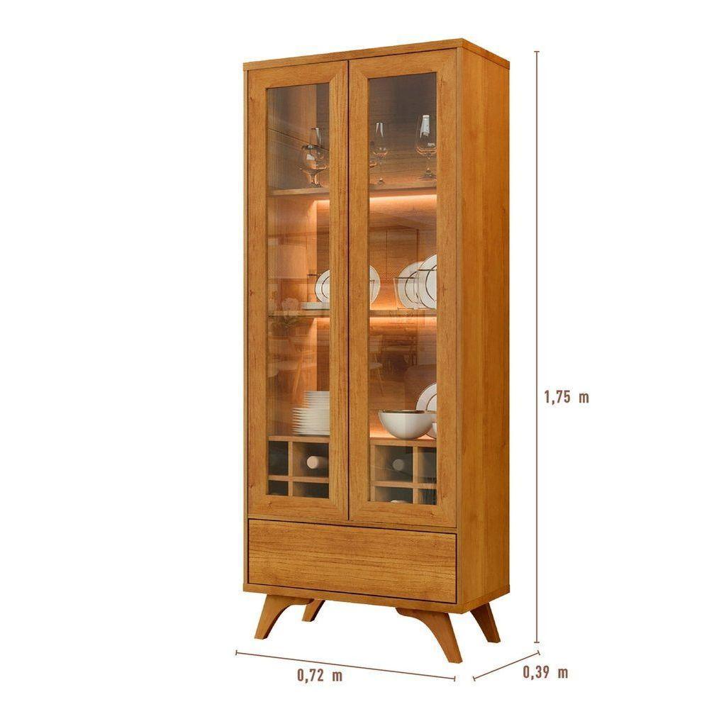 Cristaleira Adega Reflecta 2 Portas De Vidro C- Led - Mavaular Naturalle - 3