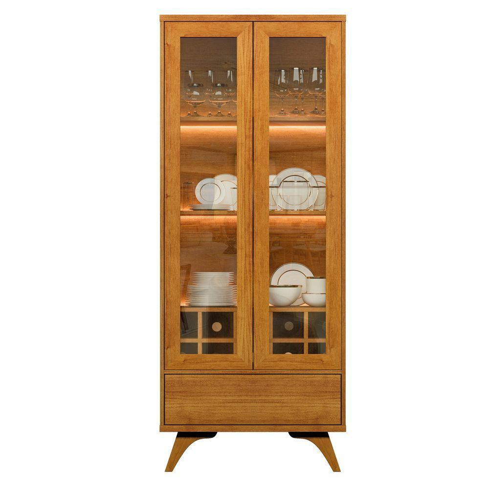 Cristaleira Adega Reflecta 2 Portas De Vidro C- Led - Mavaular Naturalle - 4