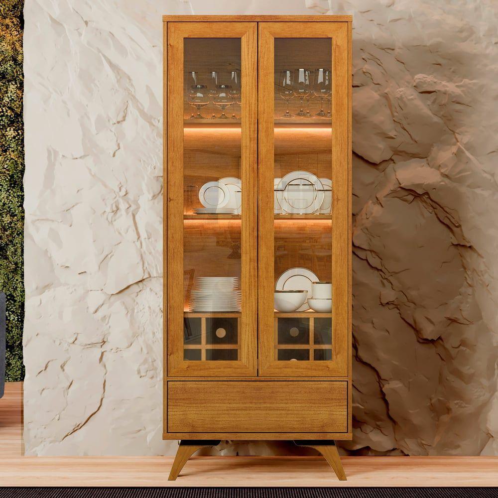 Cristaleira Adega Reflecta 2 Portas De Vidro C- Led - Mavaular Naturalle - 6