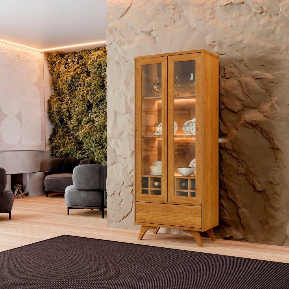 Cristaleira Adega Reflecta 2 Portas De Vidro C- Led - Mavaular Naturalle - 9