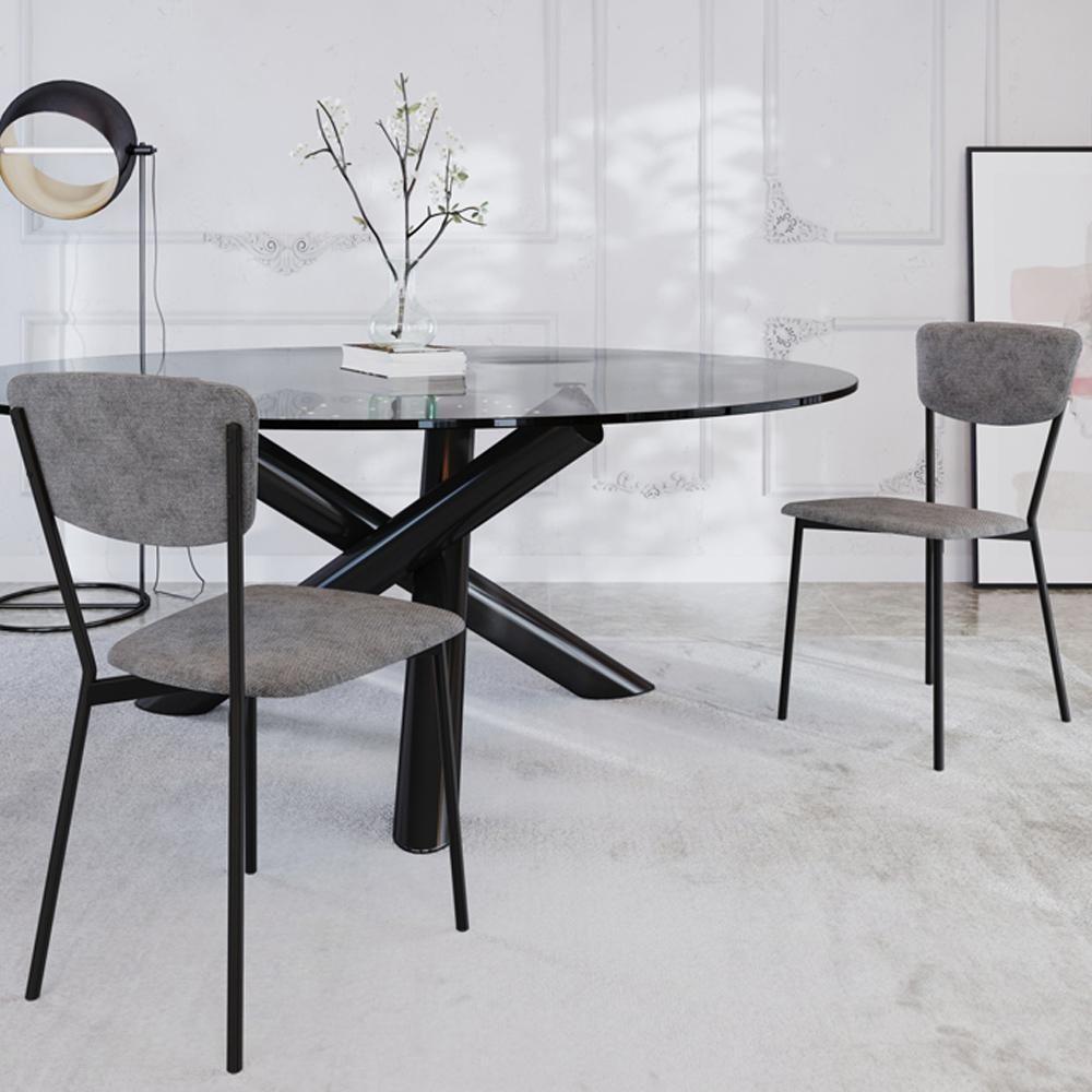 Kit 03 Cadeira Para Sala De Jantar Village Preto C01 Linho Prata - Lyam Decor - 2