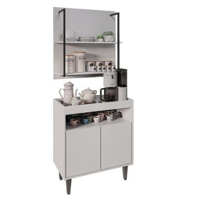 Aparador Cantinho Do Café E Painel 2 Prateleiras Flora Z34 Branco - Mpozenato