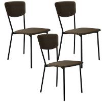 Kit 03 Cadeira Para Sala De Jantar Village Preto C01 Veludo Marrom Sand - Lyam Decor - 1