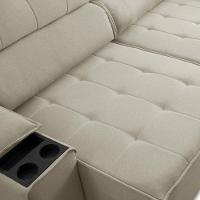 Sofá Retrátil Reclinável 3 Lugares Sala De Estar 255cm Bilac F04 Linho Bege - Lyam Decor - 7