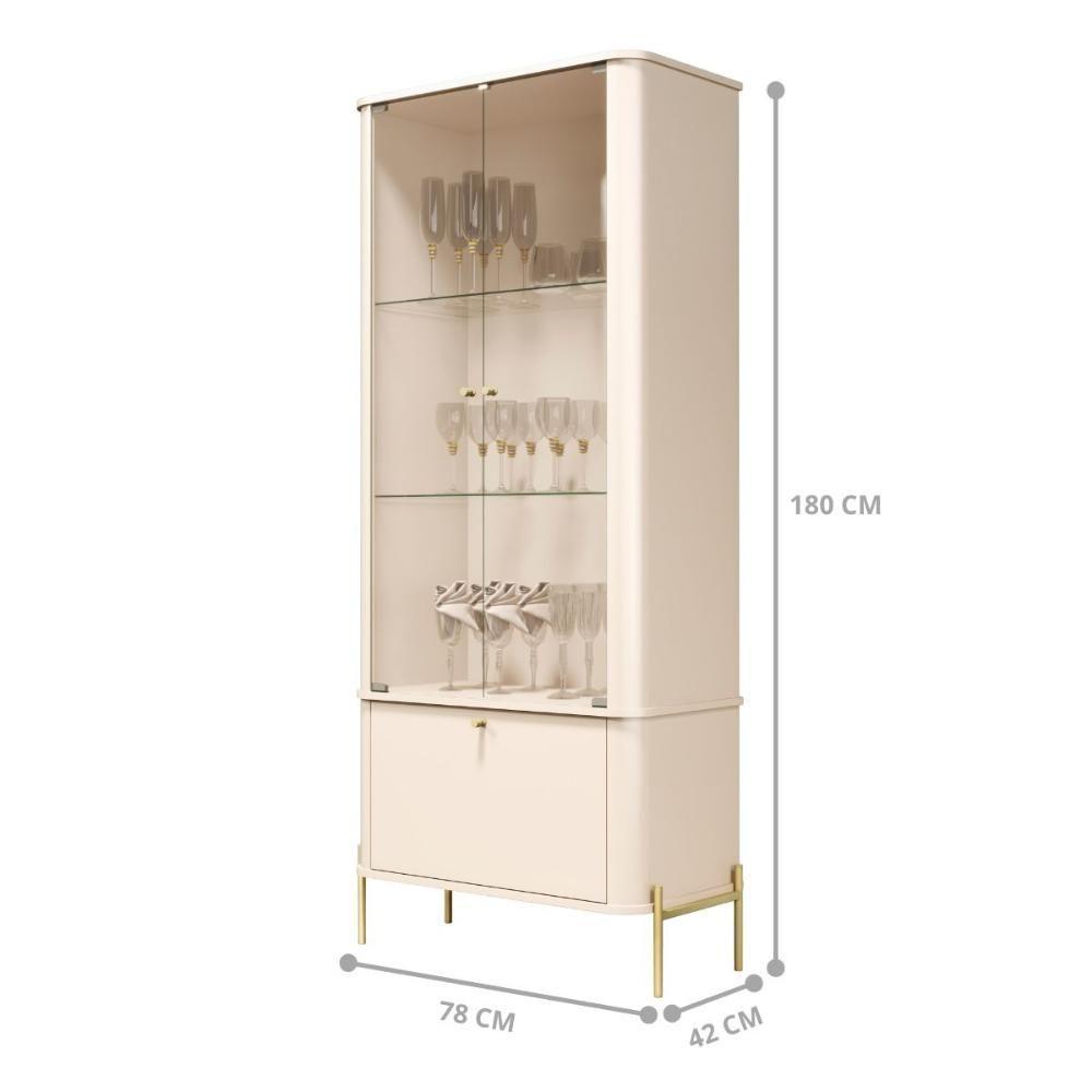 Conjunto Buffet E Cristaleira Rouxinol Off White Dourado - 2