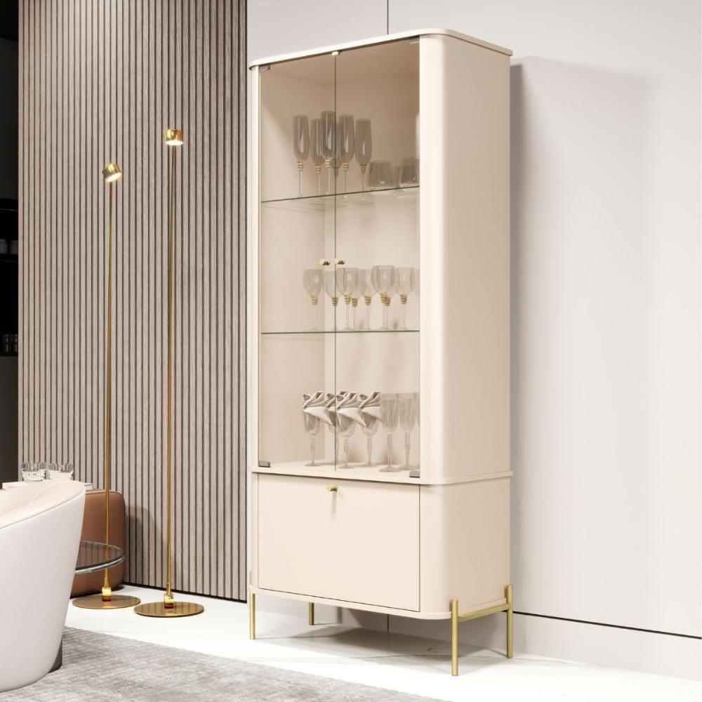 Conjunto Buffet E Cristaleira Rouxinol Off White Dourado - 4