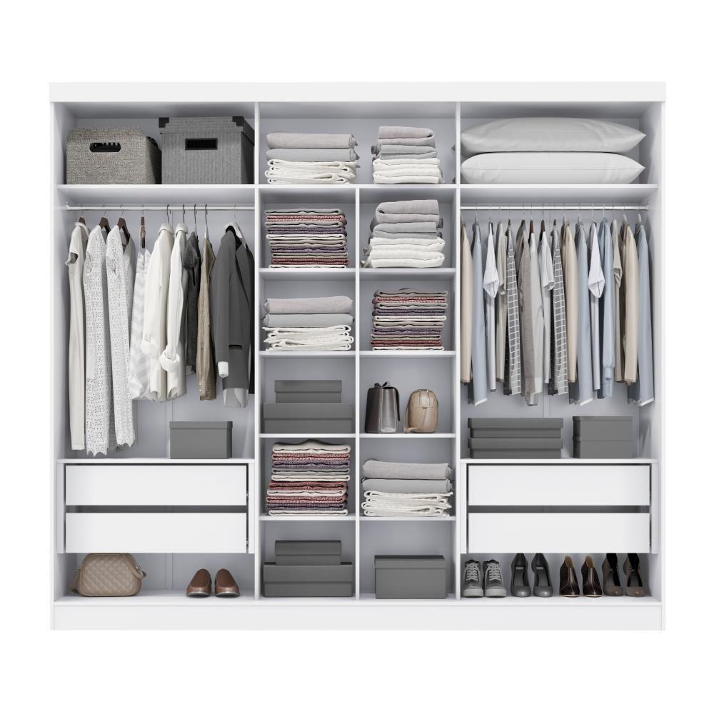 Guarda-roupas 3 Portas De Correr Reversíveis Kappesberg Branco - 5