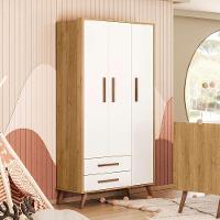 Guarda Roupa 3 Portas 2 Gavetas Que Encanto Retro Freijo Toque Branco Acetinado - 1