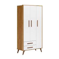 Guarda Roupa 3 Portas 2 Gavetas Que Encanto Retro Freijo Toque Branco Acetinado - 2