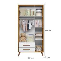 Guarda Roupa 3 Portas 2 Gavetas Que Encanto Retro Freijo Toque Branco Acetinado - 3