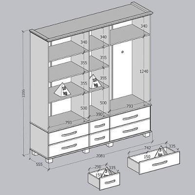 Guarda Roupa Casal 5 Portas Bater 6 Gavetas Freijo Madeira Maciça Milani Movelaria