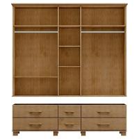 Guarda Roupa 5 Portas 6 Gavetas Espelho Madeira Maciça 208 Cm 2253 Freijo Milani Store - 3