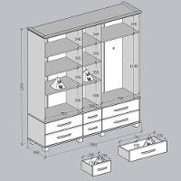 Guarda Roupa 5 Portas 6 Gavetas Espelho Madeira Maciça 208 Cm 2253 Freijo Milani Store - 6