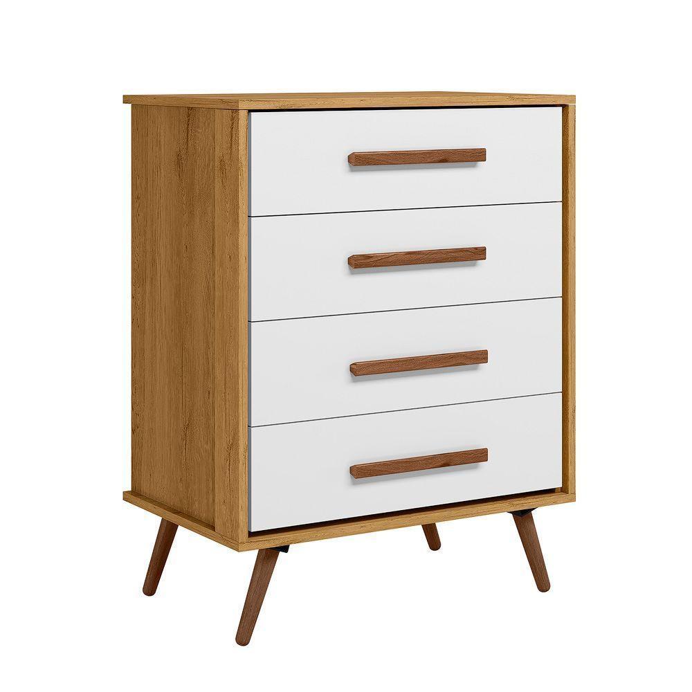 Comoda 4 Gavetas Que Encanto Retro Freijo Toque Branco Acetinado - 2