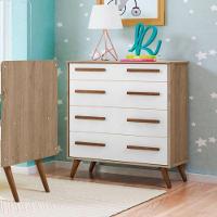 Comoda 4 Gavetas Retro Carvalho Rustico Branco - 1