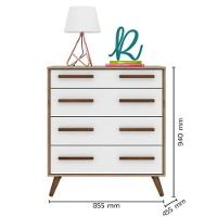 Comoda 4 Gavetas Retro Carvalho Rustico Branco - 3