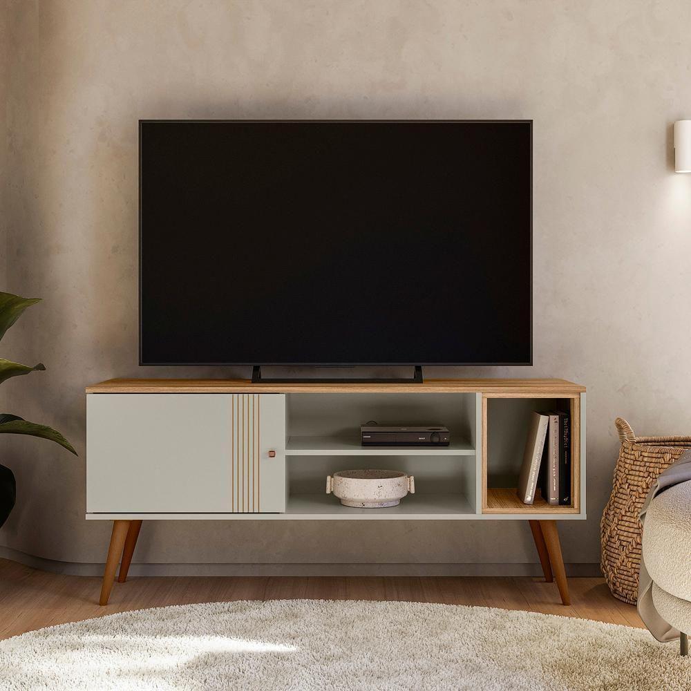 Rack Bancada Para Tv 55 Pol 136 Cm 3850 Off White Nature Plla - 1