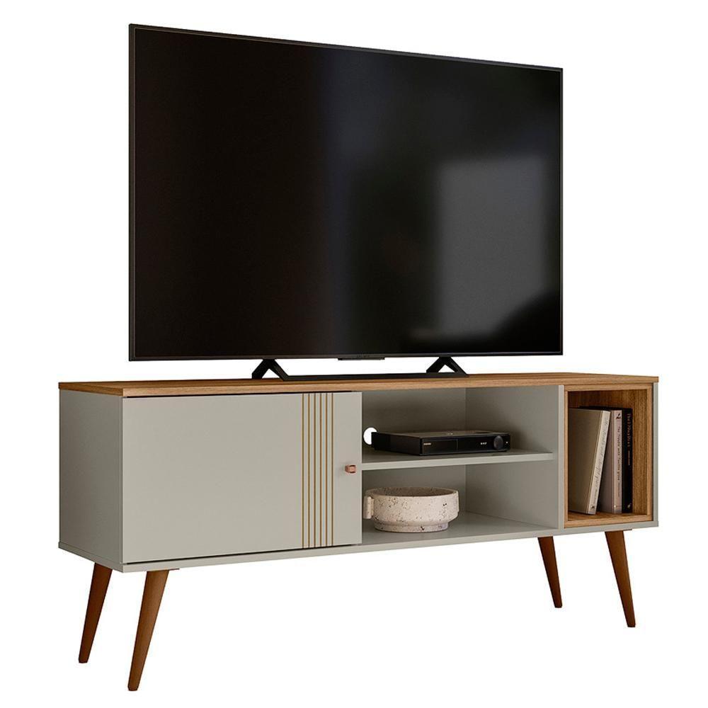 Rack Bancada Para Tv 55 Pol 136 Cm 3850 Off White Nature Plla - 3