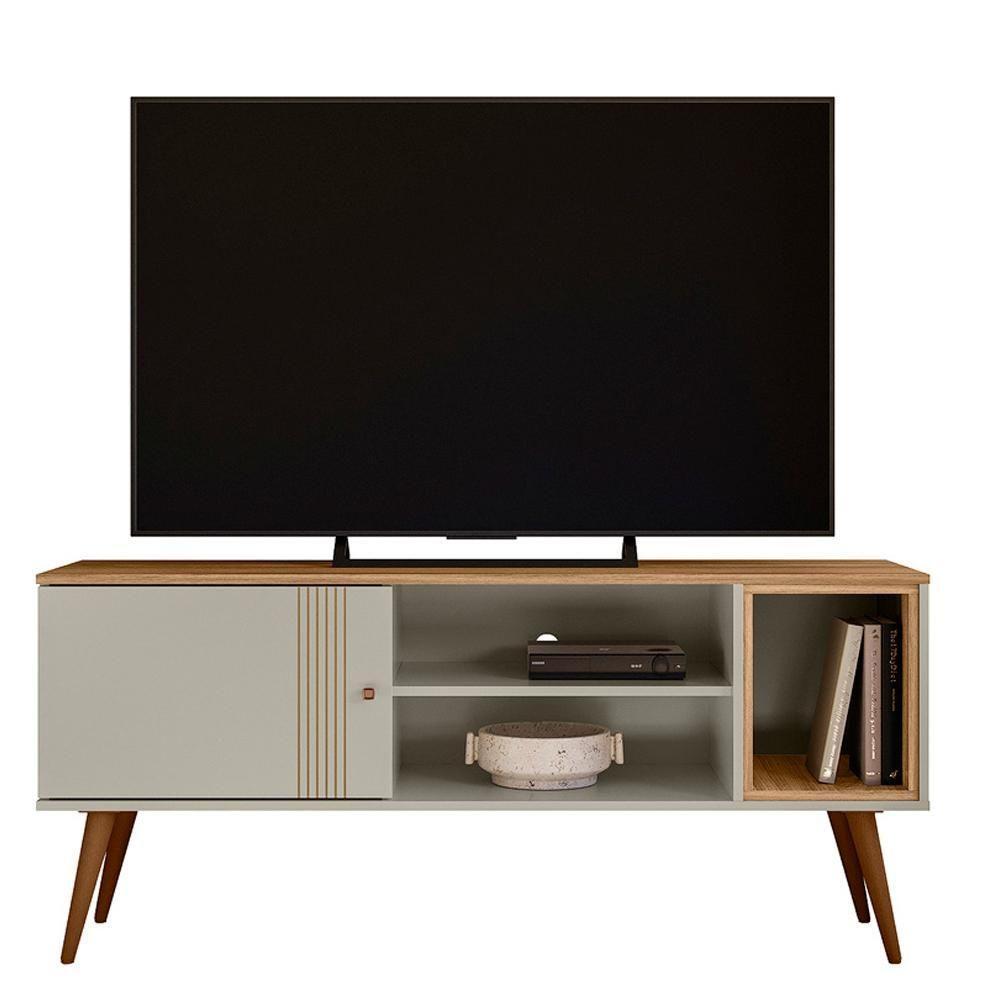 Rack Bancada Para Tv 55 Pol 136 Cm 3850 Off White Nature Plla - 4