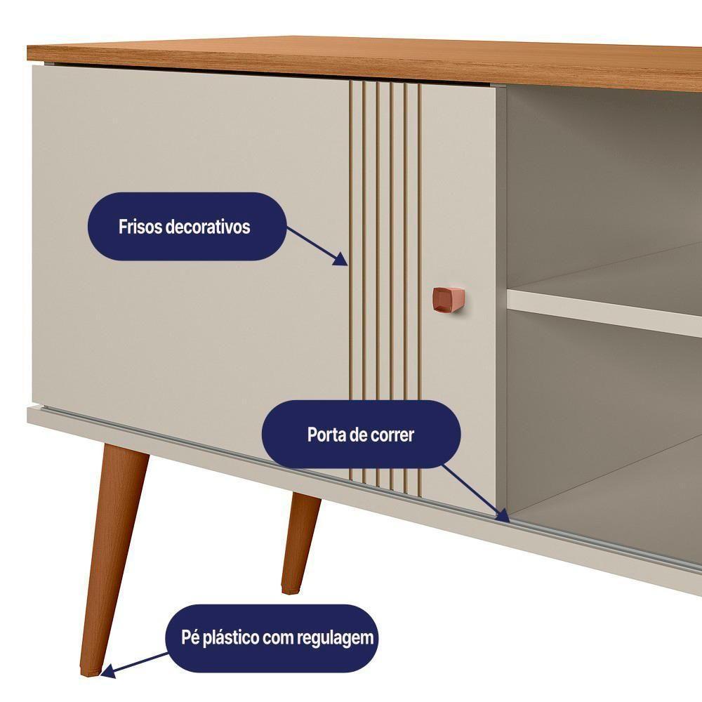Rack Bancada Para Tv 55 Pol 136 Cm 3850 Off White Nature Plla - 5