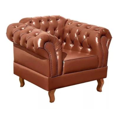 Poltrona Chesterfield Dom Pedro Vintage Retrô Capitonê Couro Caramelo